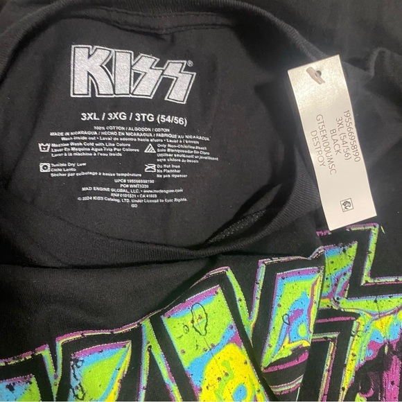 KISS Hard Rock Heavy Metal Graphic Florescence “Destroyer” 3XL (54-56) Black NWT - Picture 4 of 4